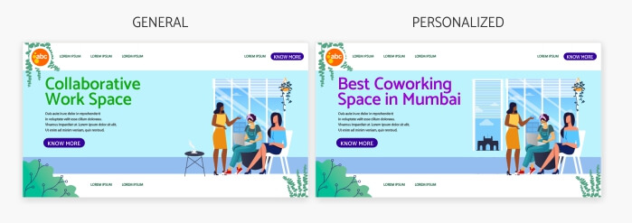 Personalized home page of a website