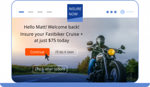 An insurance company uses calls-to-action that are personalized to specific visitors results